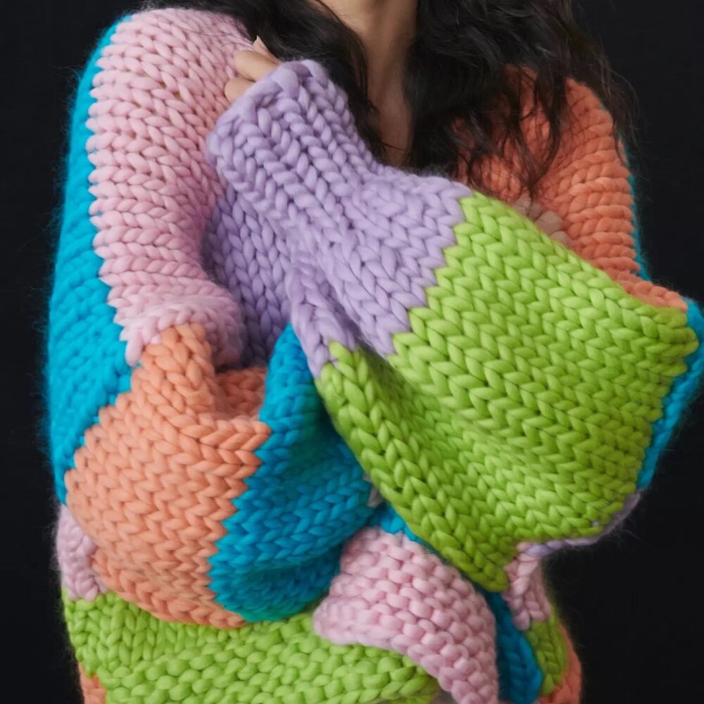 Hope Macaulay Daphne Colorblocked Wool Cardigan